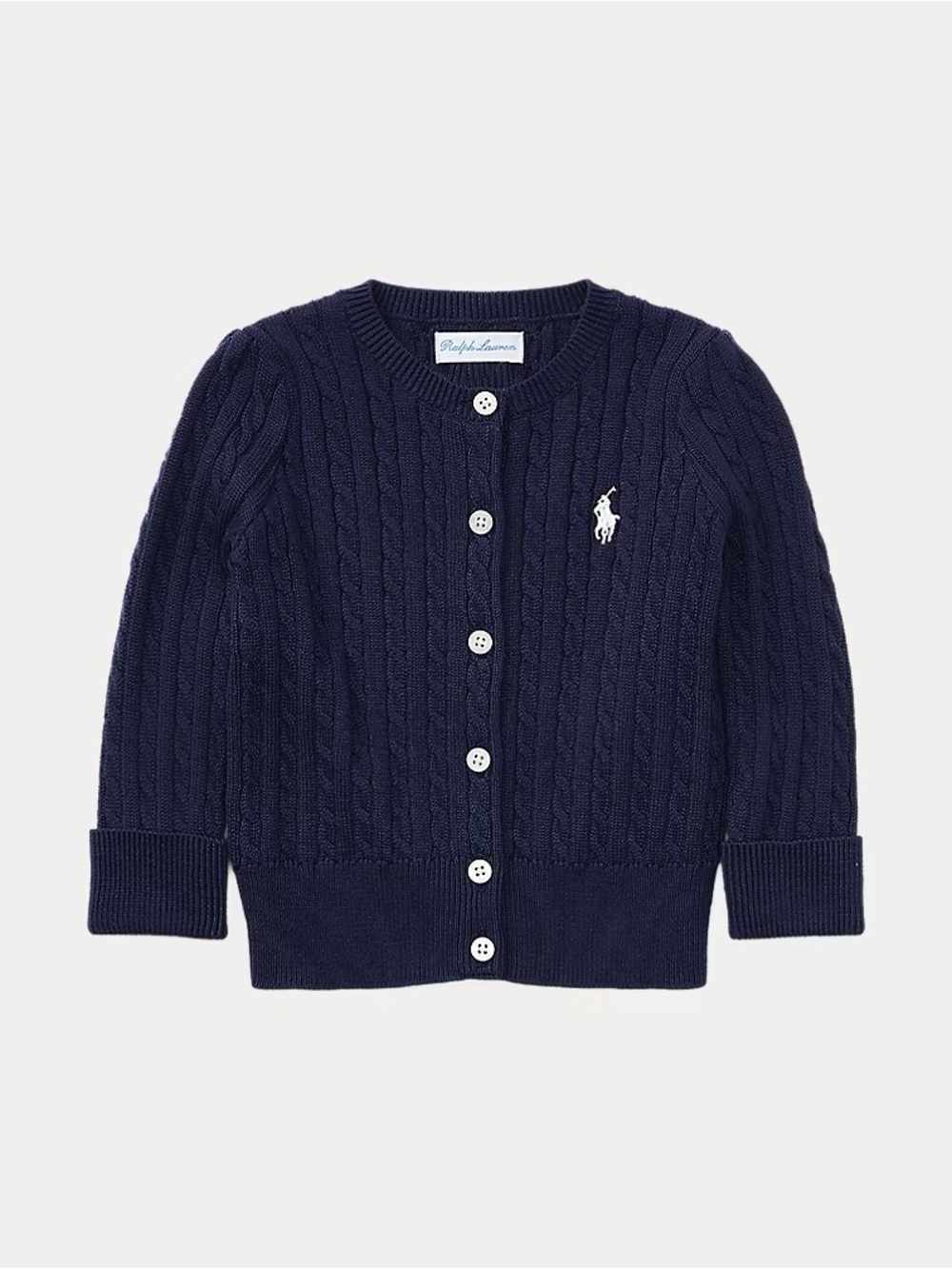 Ralph Lauren Baby Mini-Cable Cotton Cardigan in Navy